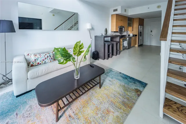 a living room with furniture