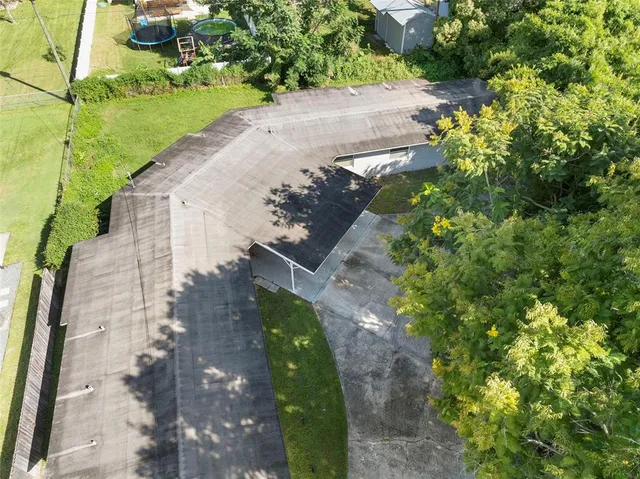 an aerial view of a house