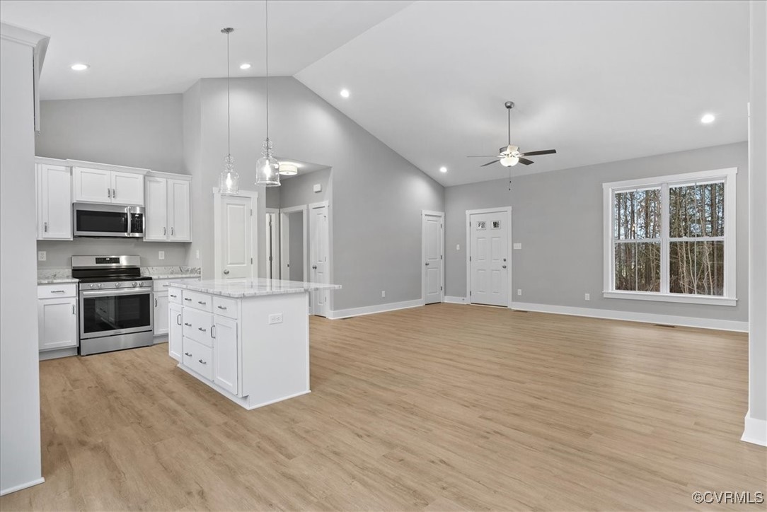 292 Lunenburg County Road Keysville, VA 23947 - Photo 23 of 39 Kitchen featuring ceiling fan, a center island, pe