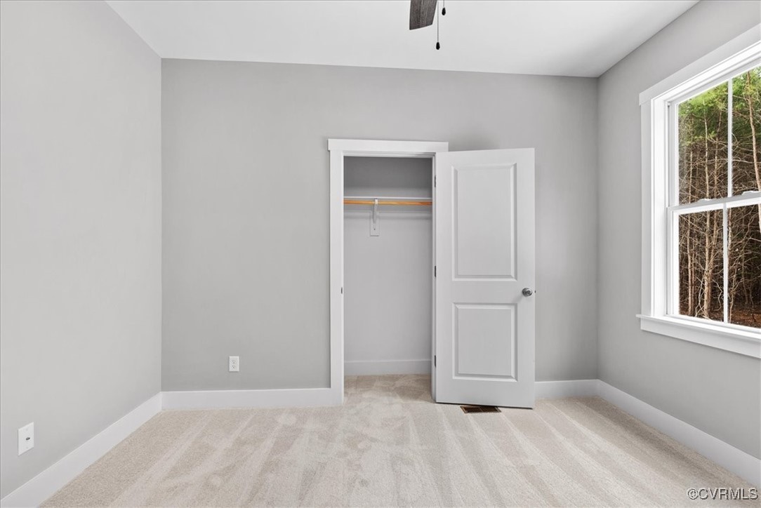 292 Lunenburg County Road Keysville, VA 23947 - Photo 35 of 39 Unfurnished bedroom with light carpet, a closet, a