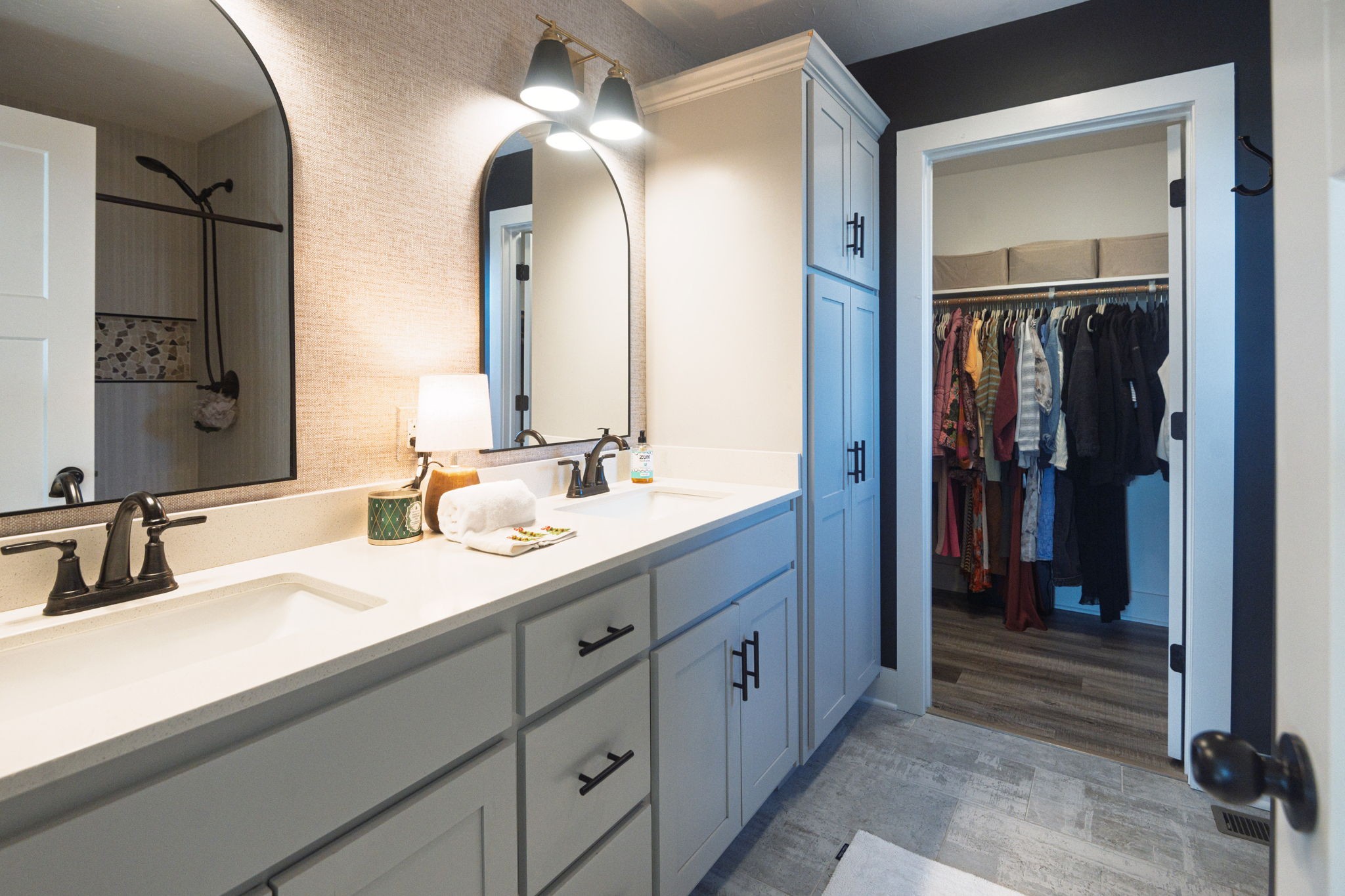 720 Armstrong Road Castalian Springs, TN 37031 - Photo 22 of 45 a bathroom with a double vanity sink and a mirror