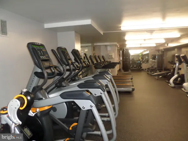 a view of a room with gym equipment