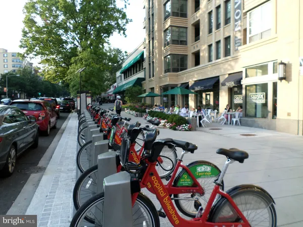 a view of a tables and chairs in a patio