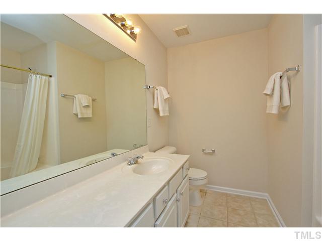 7843 Spungold Street Raleigh, NC 27617 - Photo 13 of 20 a bathroom with a sink a toilet and mirror