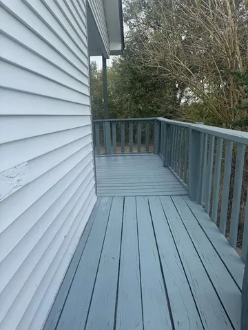 a view of wooden balcony