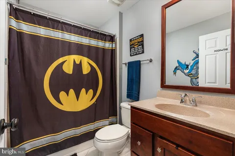 a bathroom with a toilet a sink and mirror