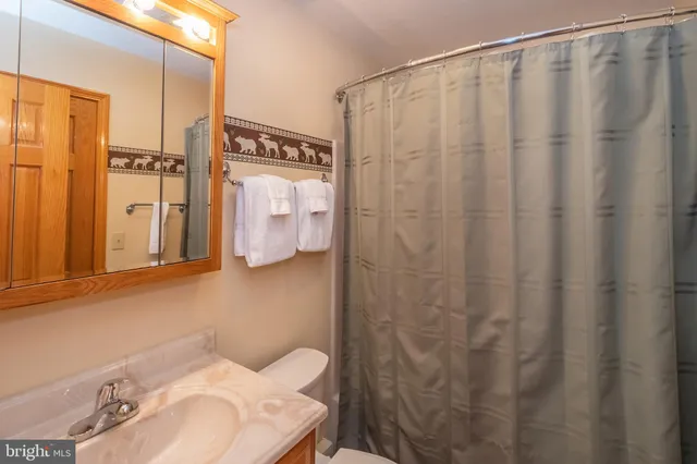 a bathroom with a sink and mirror