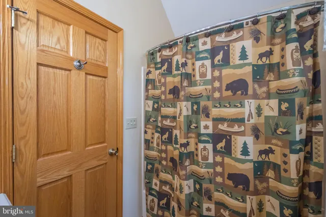 a view of a door and with curtain