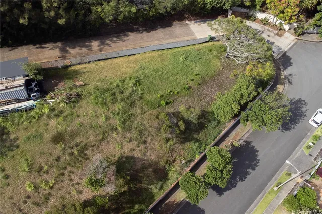 a view of a garden with a pathway