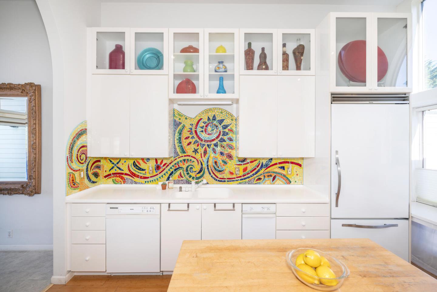 211 Roberts Road Pacifica, CA 94044 - Photo 22 of 42 a bathroom with a sink and a shower curtain