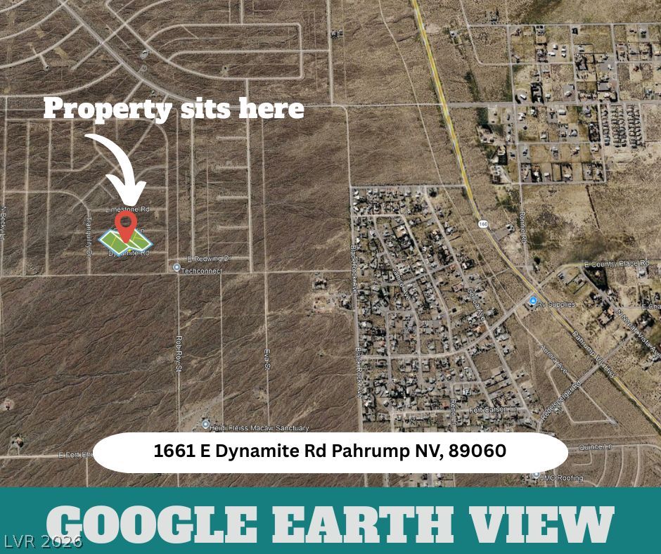 1661 Dynamite Road Pahrump, NV 89060 - Photo 8 of 13 Visualize property boundaries and surrounding topography with this detailed satellite map.