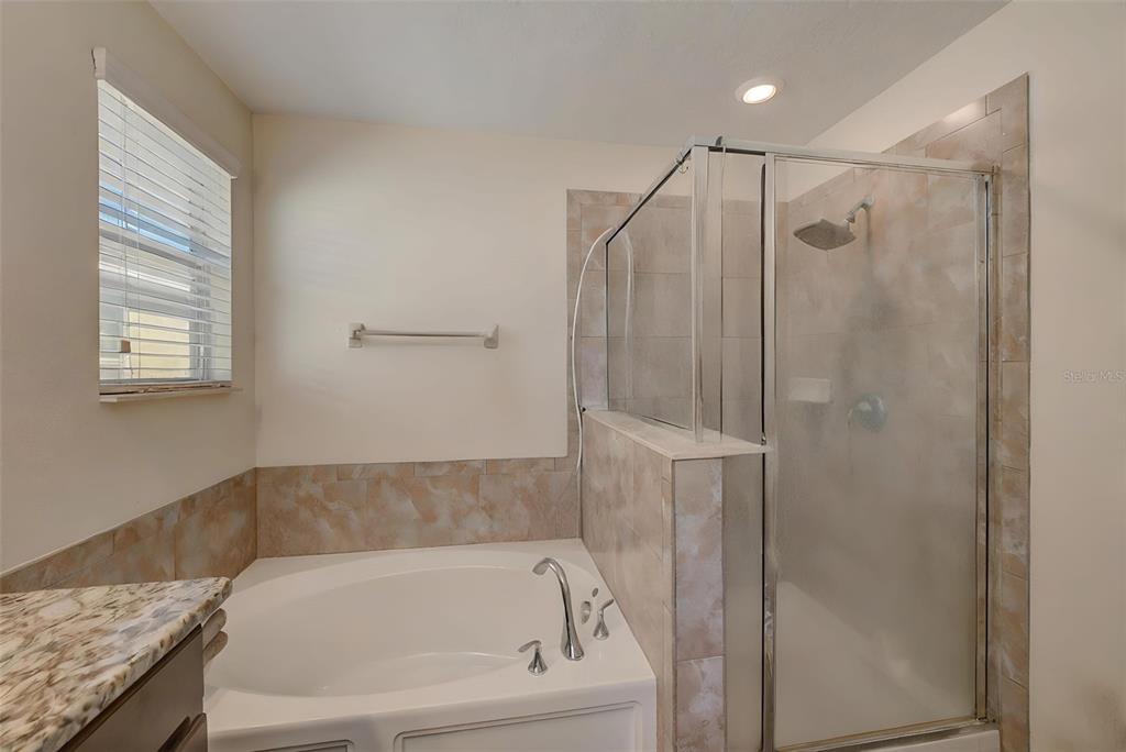 1902 Hawks View Drive Ruskin, FL 33570 - Photo 22 of 41 a bathroom with a tub and a shower