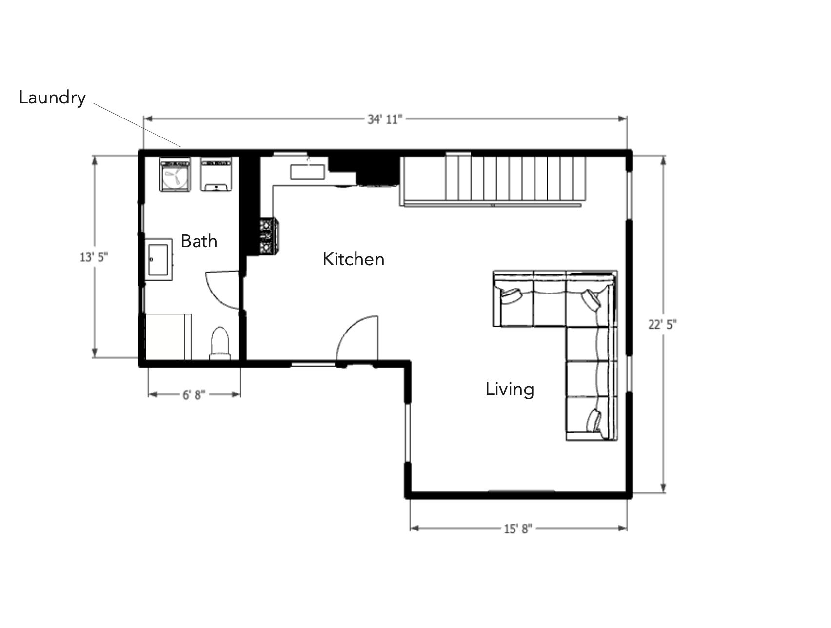 1850 North Warren Avenue Milwaukee, WI 53202 - Photo 36 of 37 Back House Main Level Floor Plan
