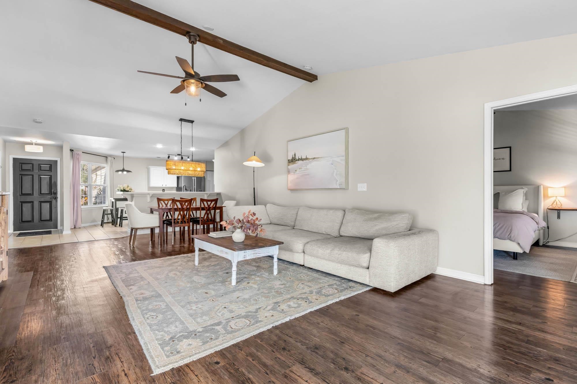 248 McKendree Lane Myrtle Beach, SC 29579 - Photo 17 of 34 Living area with ceiling fan and dark wood-style flooring