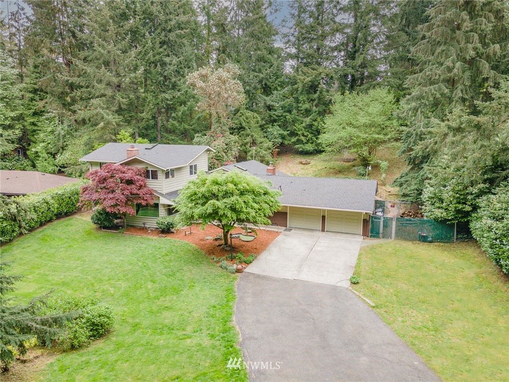 an aerial view of a house