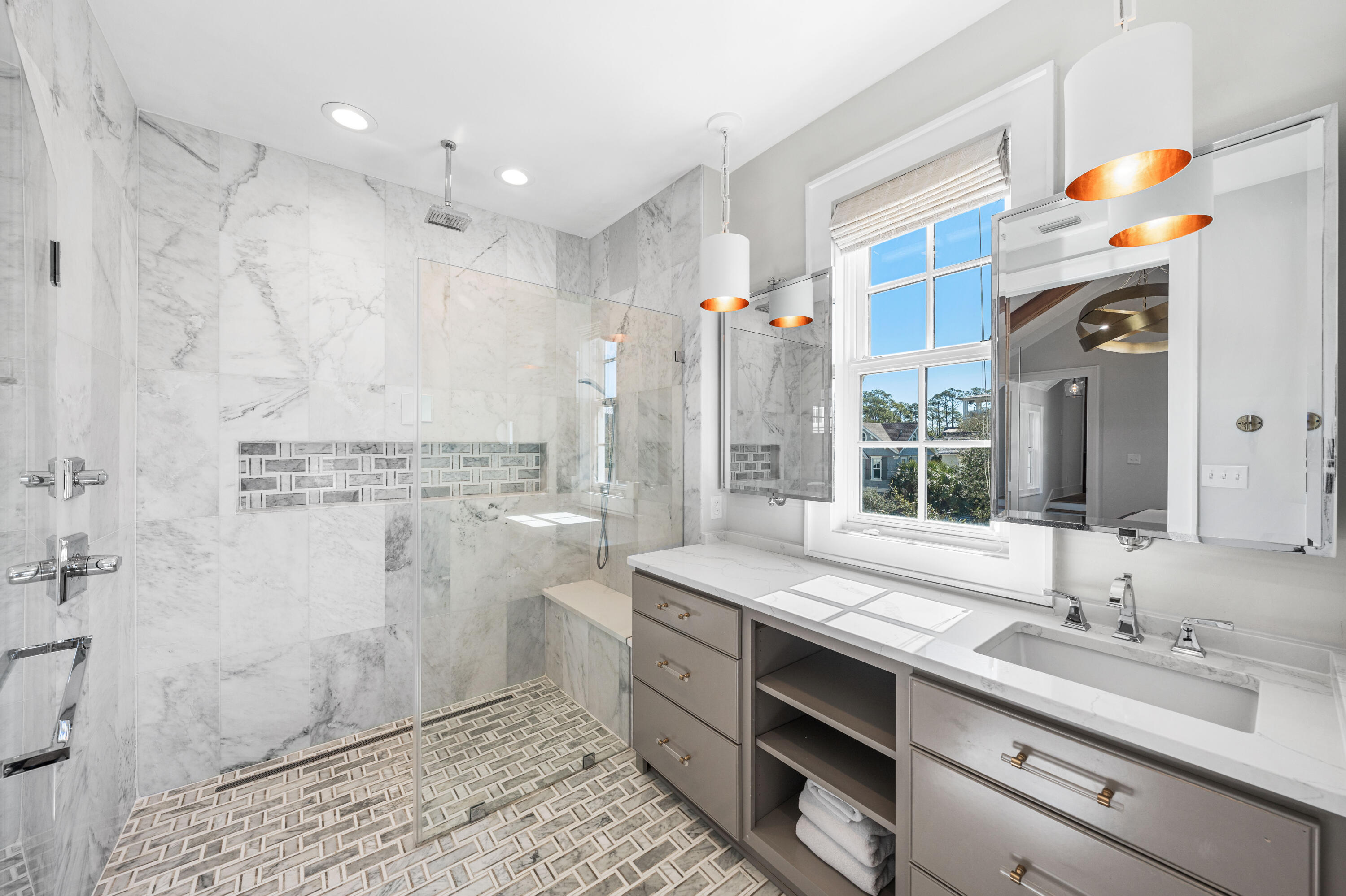 41 Compass Point Way Watersound, FL 32461 - Photo 36 of 66 a bathroom with a double vanity sink mirror and shower