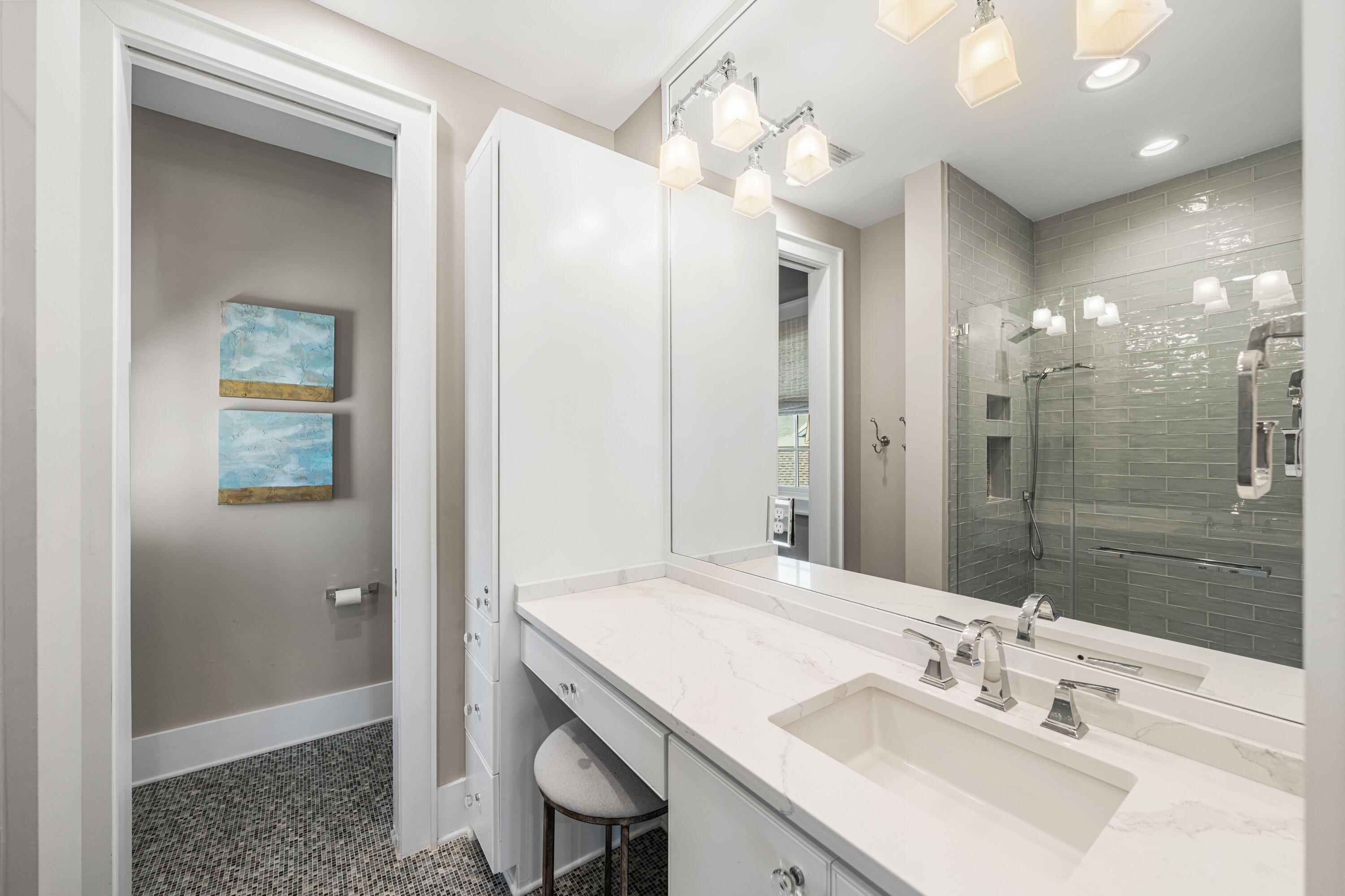 41 Compass Point Way Watersound, FL 32461 - Photo 43 of 66 a bathroom with a sink shower and a mirror