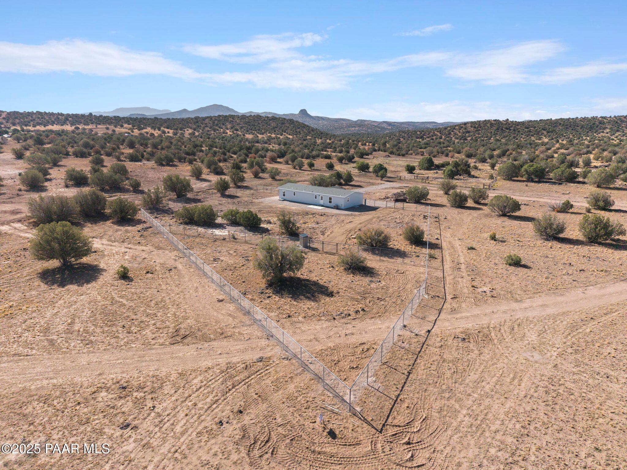 1440 East E Spring Paulden, AZ 86334 - Photo 42 of 53 Aerial VIew with Fence & Corral