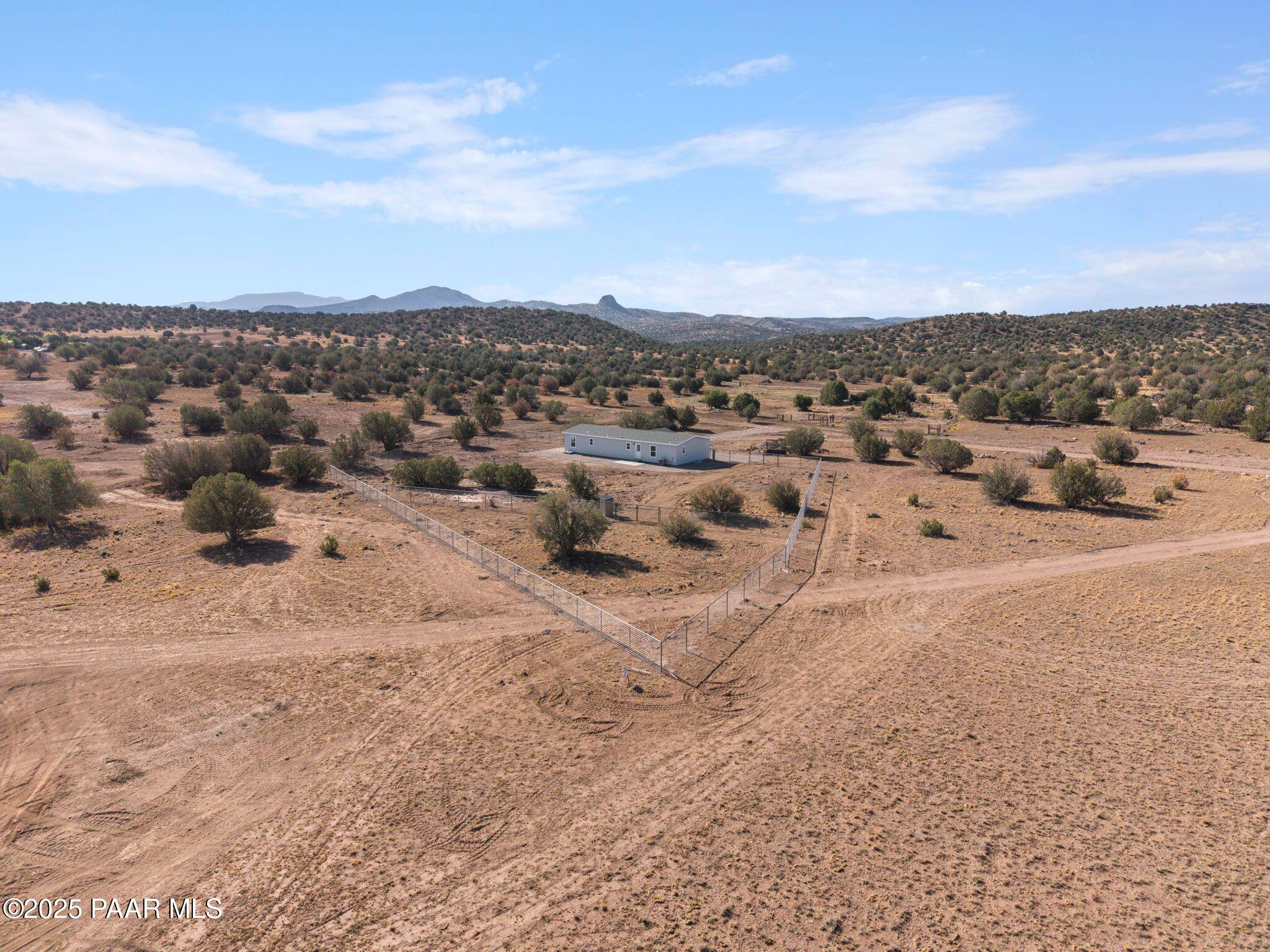 1440 East E Spring Paulden, AZ 86334 - Photo 43 of 53 Aerial VIew with Fence & Corral