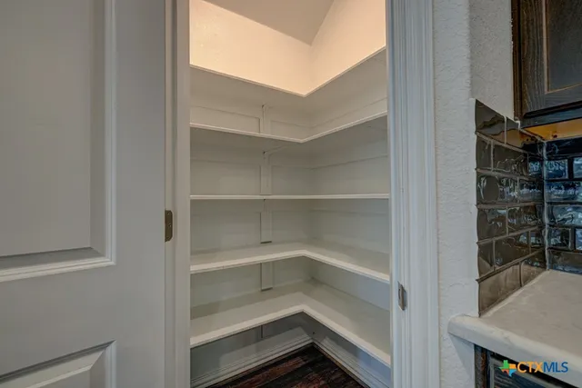 a view of walk in closet with empty racks
