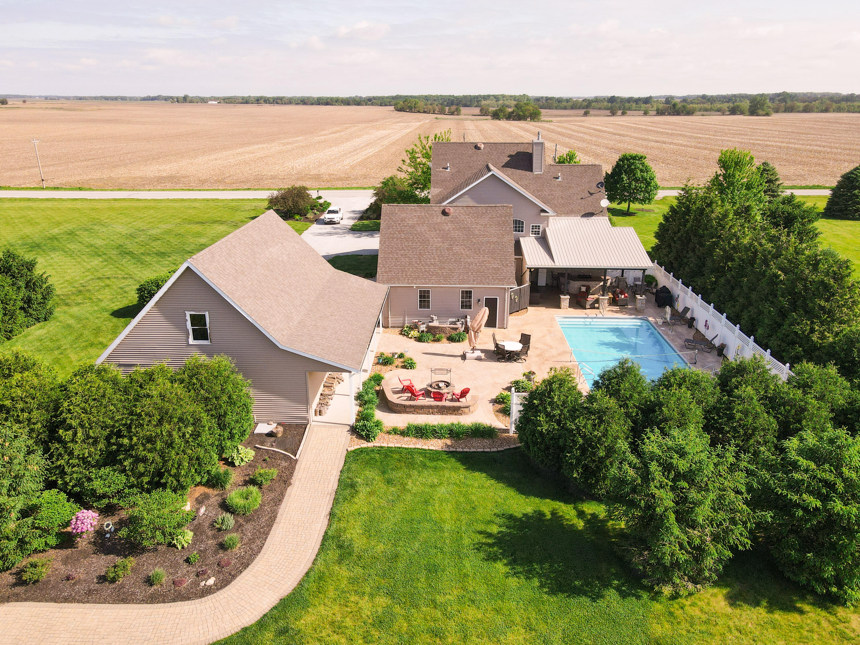 1601 East Amsler Road Rensselaer, IN 47978 - Photo 8 of 70 a aerial view of a house with a lake view