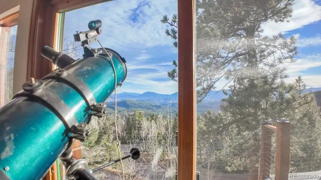 a view of a balcony with door