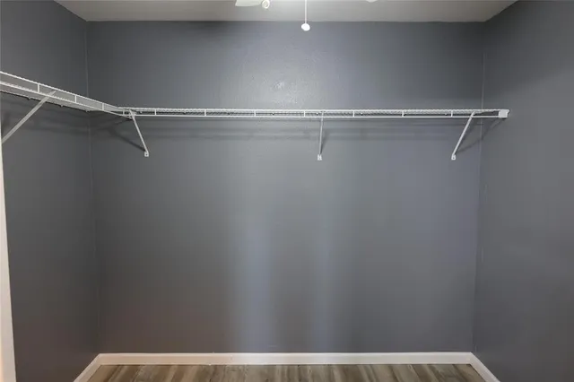 a view of a room with racks on the wall