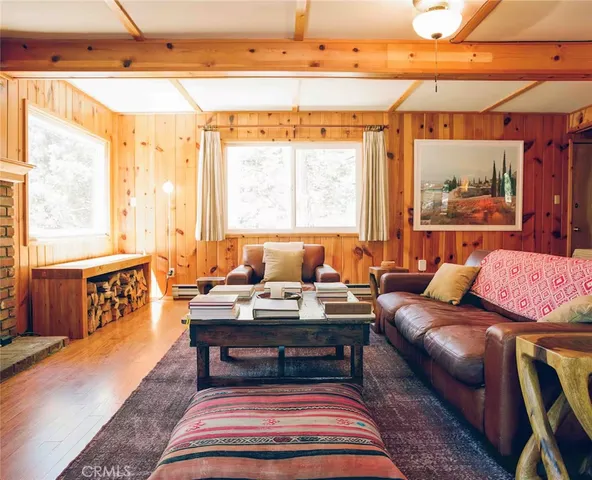 a living room with furniture and a rug