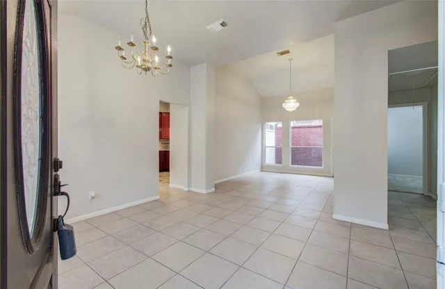 a view of a chandelier in a room