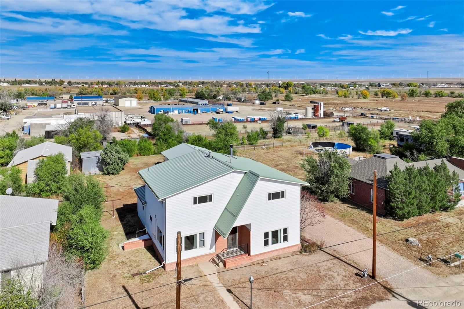 an aerial view of a house