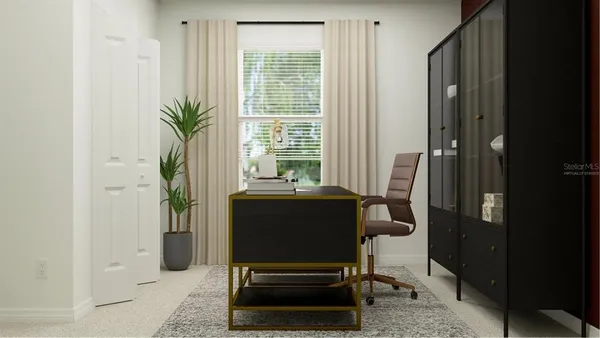 a room with furniture and a window