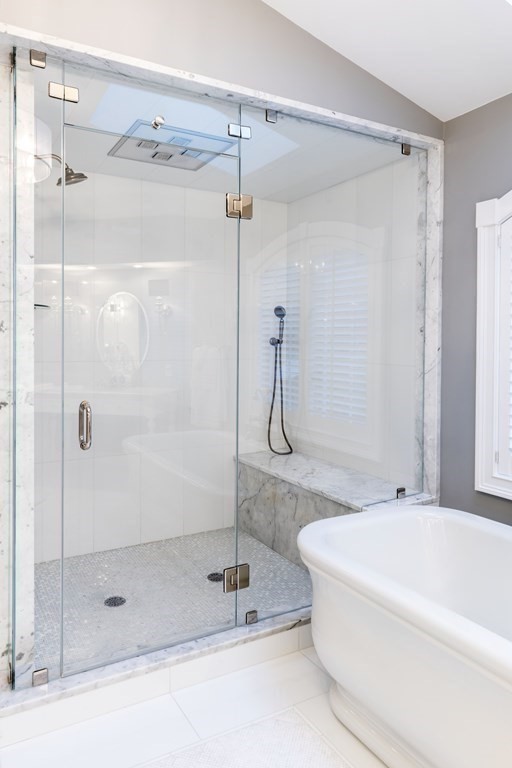 3 Brewer Way Hingham, MA 02043 - Photo 17 of 36 a bathroom with a shower and a bathtub