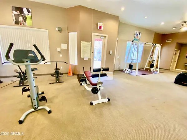 a view of a room with gym equipment