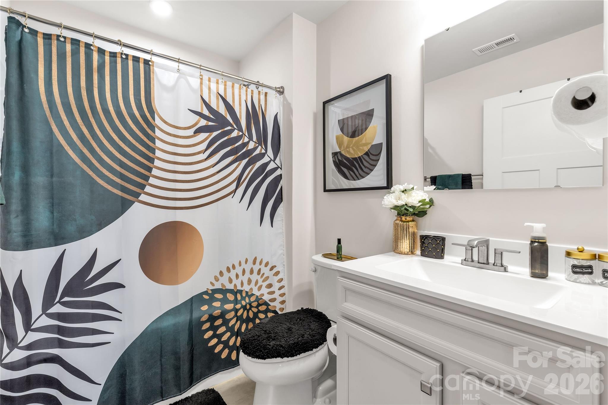 810 Purslane Street Lancaster, SC 29720 - Photo 12 of 24 a bathroom with a sink a toilet and a mirror