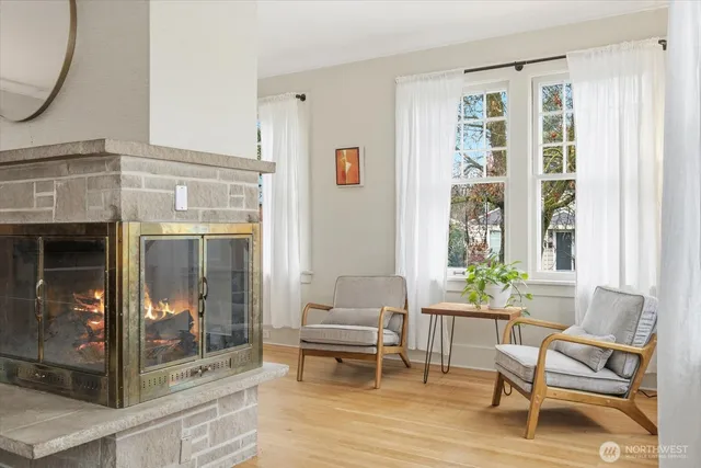 a living room with furniture and a window