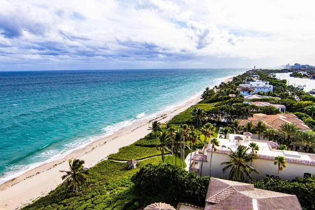 a view of a lake with a city view