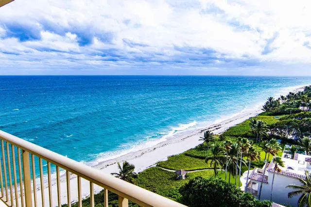 a view of ocean from a balcony