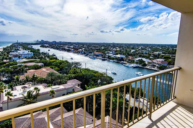 a view of a balcony with city view