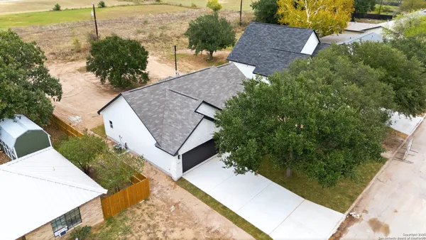 an aerial view of a house