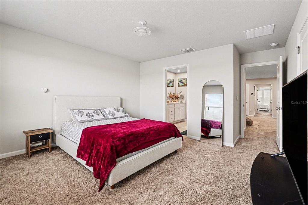 2361 Summerlit Street Lutz, FL 33558 - Photo 14 of 31 a spacious bedroom with a bed and wooden floor