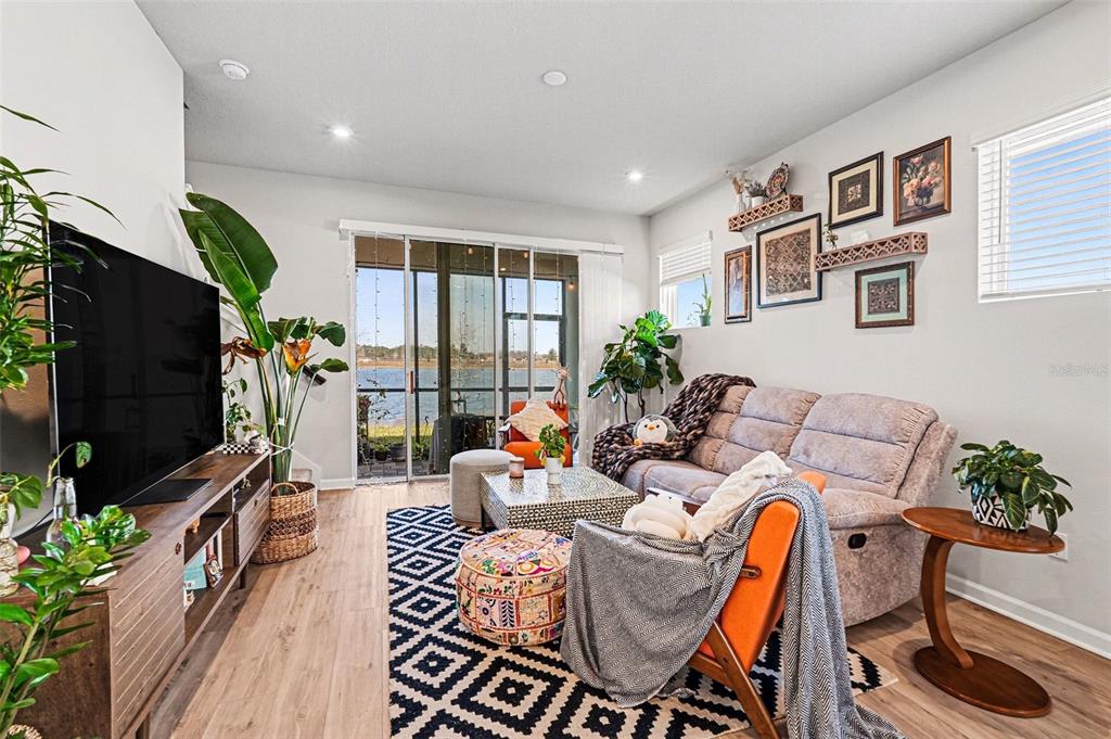 2361 Summerlit Street Lutz, FL 33558 - Photo 6 of 31 a living room with furniture a flat screen tv and a potted plant