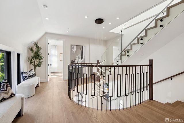 a living room with wooden floor