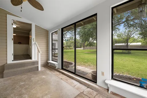 a view of a backyard with a garden