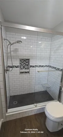 a bathroom with a shower