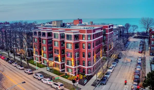 a front view of a building