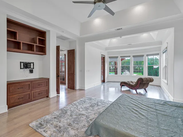 a view of a room with shelves
