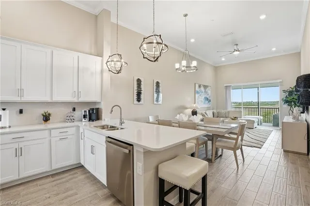 a large kitchen with a large island in it