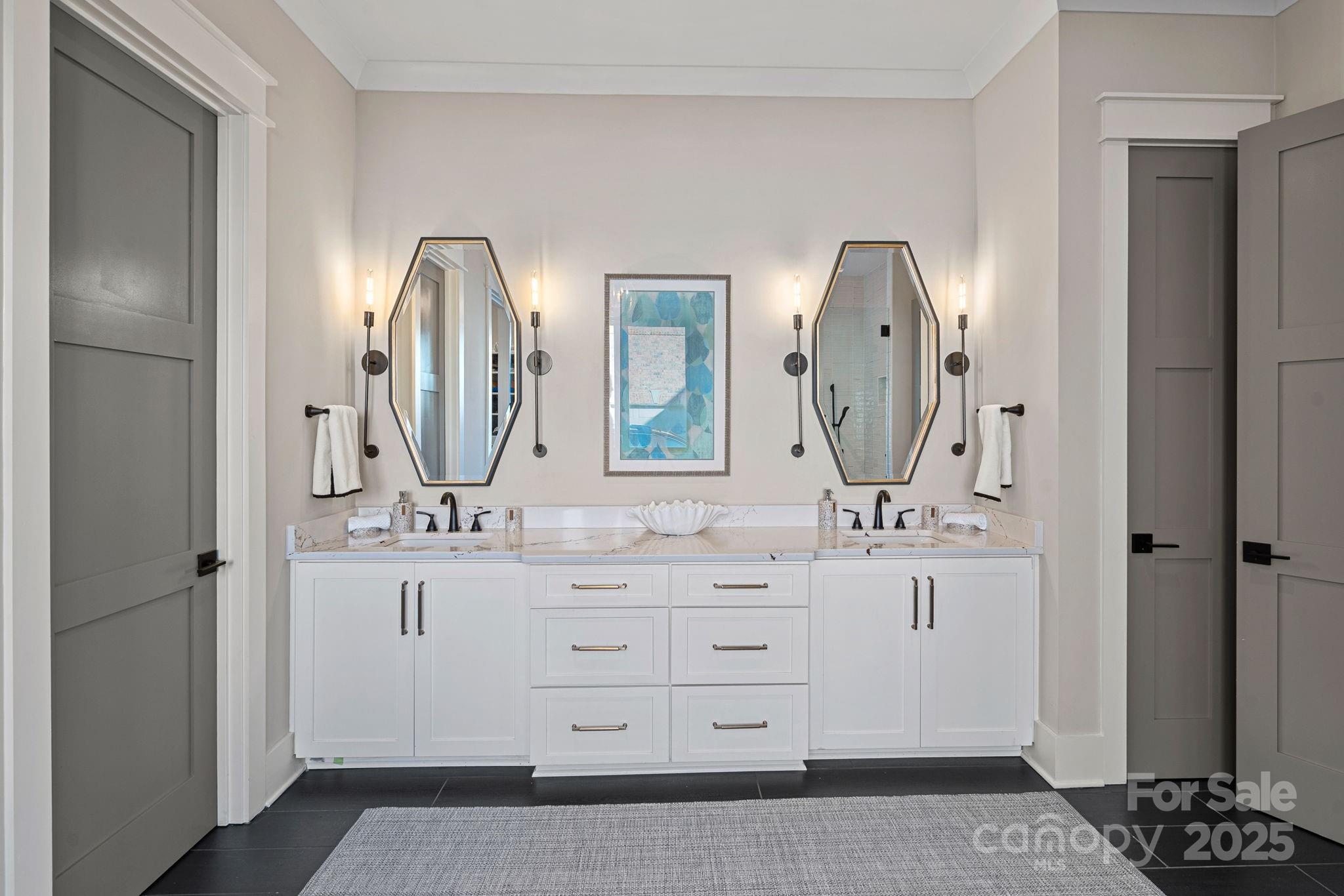 162 West Maranta Road Mooresville, NC 28117 - Photo 17 of 46 a bathroom with a double vanity sink mirror and shower