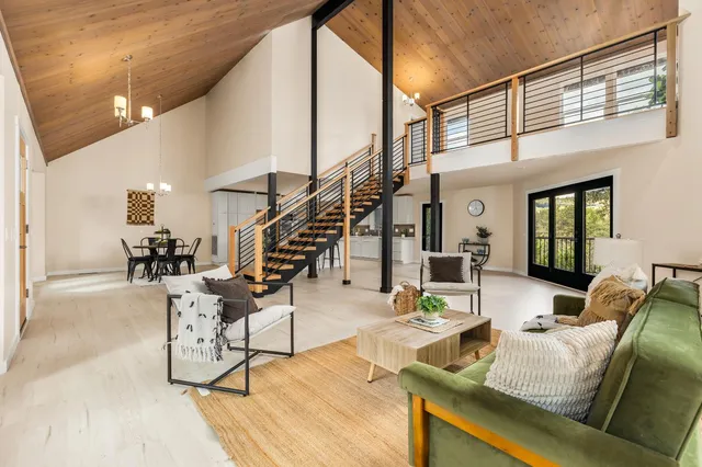 a living room with furniture