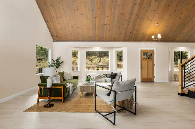 a living room with furniture